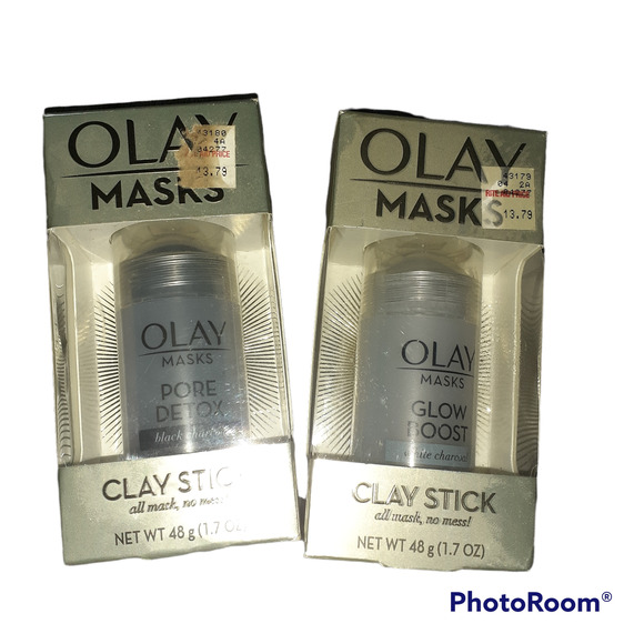 2 Olay Mask Pore Detox Black Charcoal & Glow Boost White charcoal Clay Stick - Picture 1 of 4